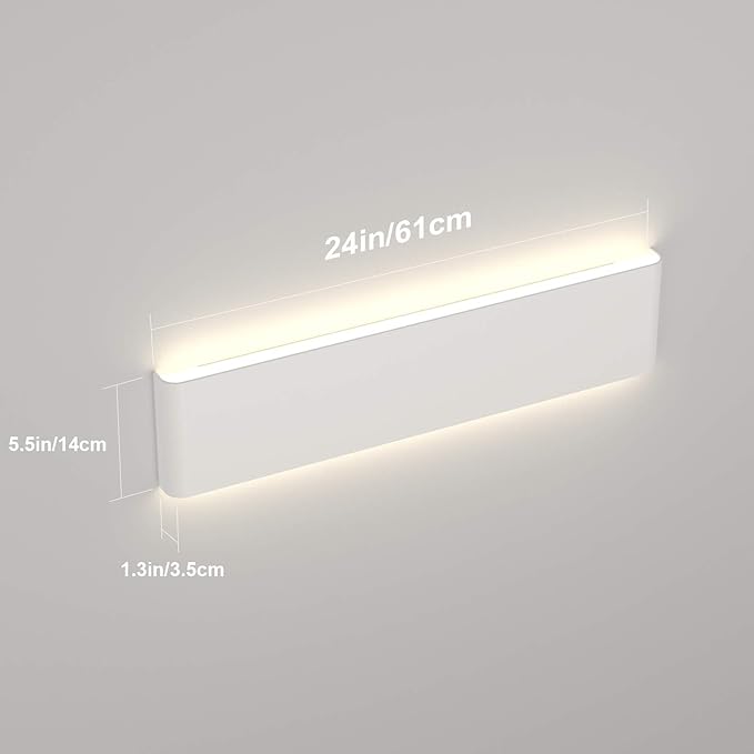 20W Bathroom Light Fixture 24 inch Natural White Light 4000K Vanity Light White Wall Sconce Light for Dressing Room IP44 Waterproof 2600LM