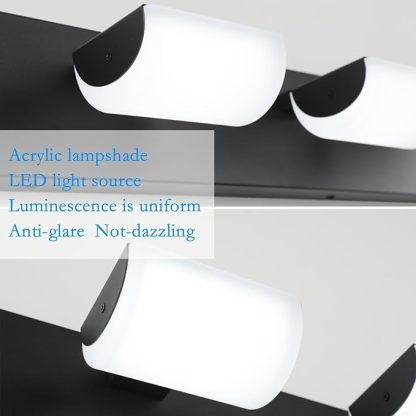 Modern Black Vanity Lights 5 Light Matte Black Modern Acrylic Bathroom Wall Lighting Fixtures Over Mirror (White Light 6000K)