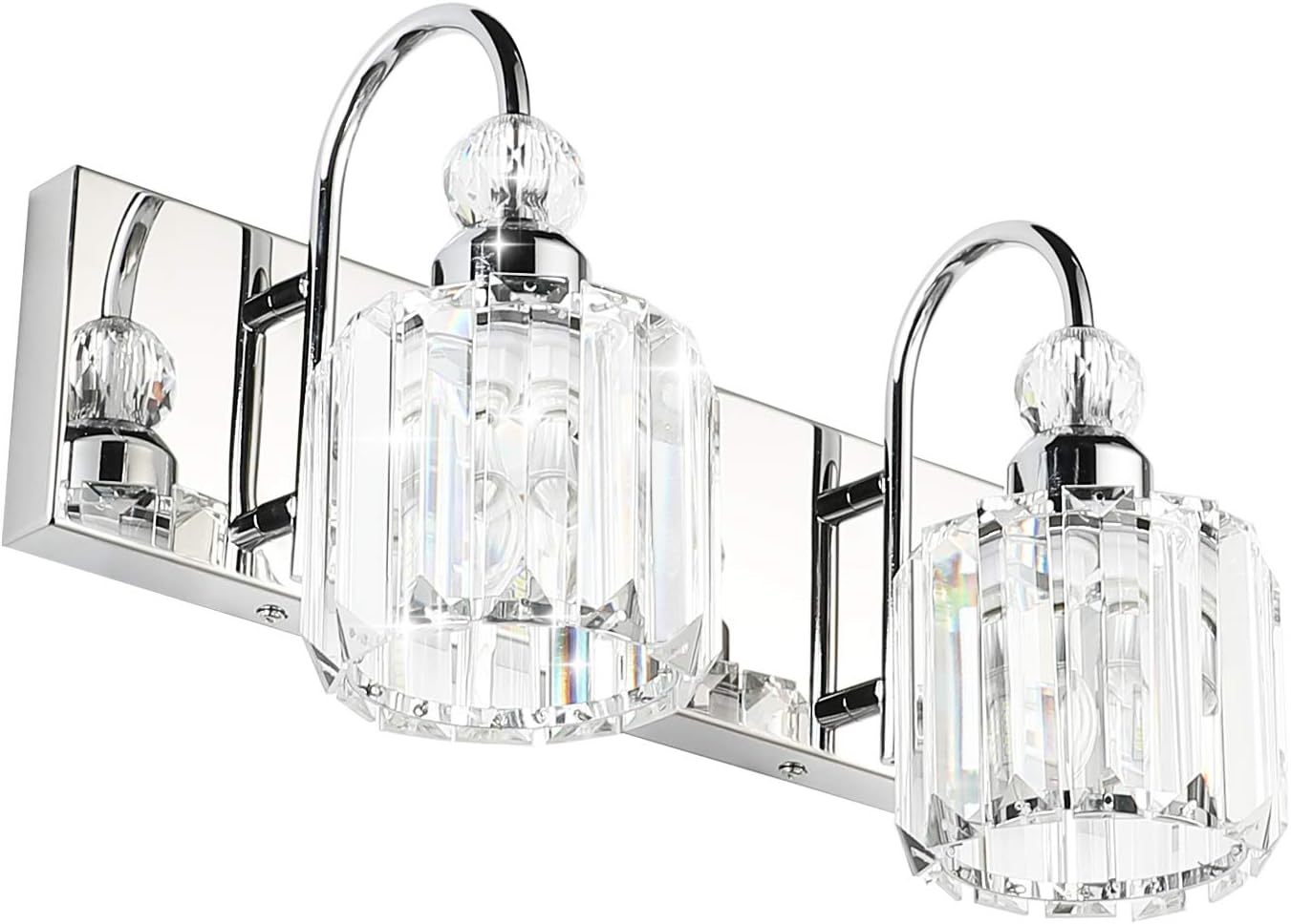 Modern Bathroom Vanity Light 2-Lights Modern Crystal Wall Light Fixtures Modern Crystal Vanity Lighting for Bathroom