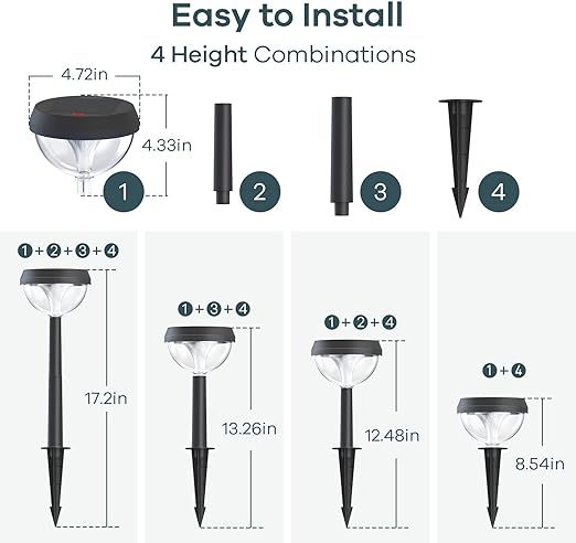 Solar Pathway Lights 8 Pack, Solar Outdoor Lights Warm White, Solar Path Lights for Outside Waterproof