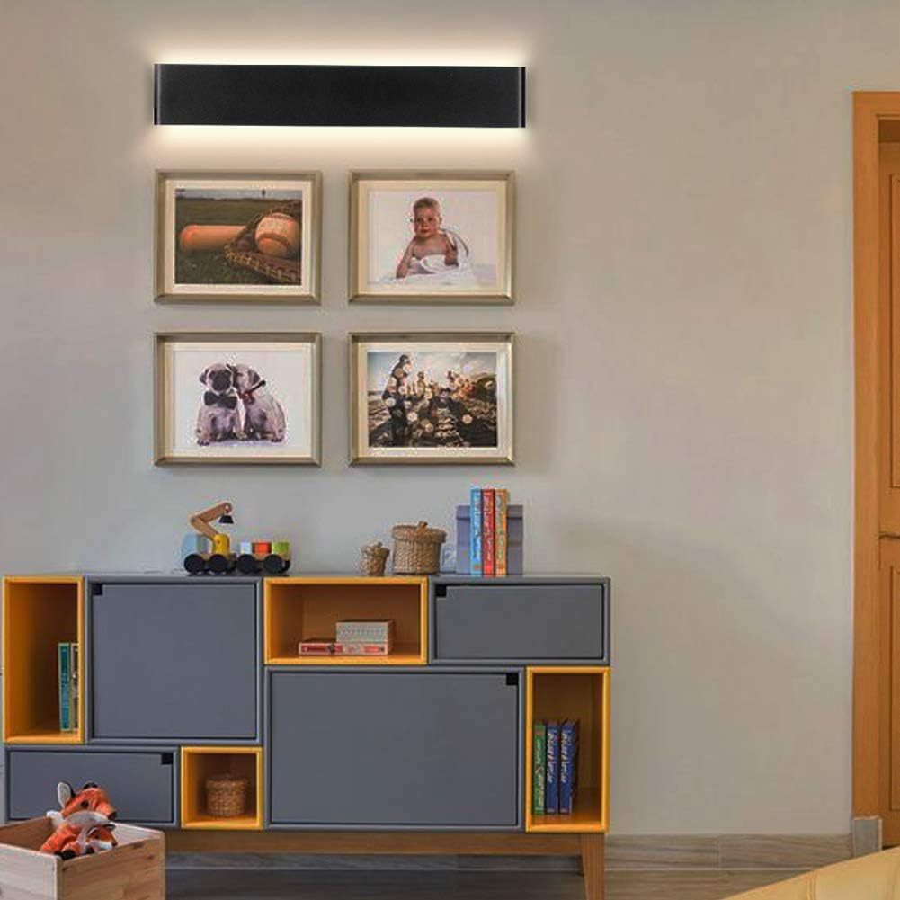 24 inch LED Wall Sconce Lighting, 20W Black Vanity Lights for Bathroom Vanity, Matte Black Modern Warm White 2700-3200K