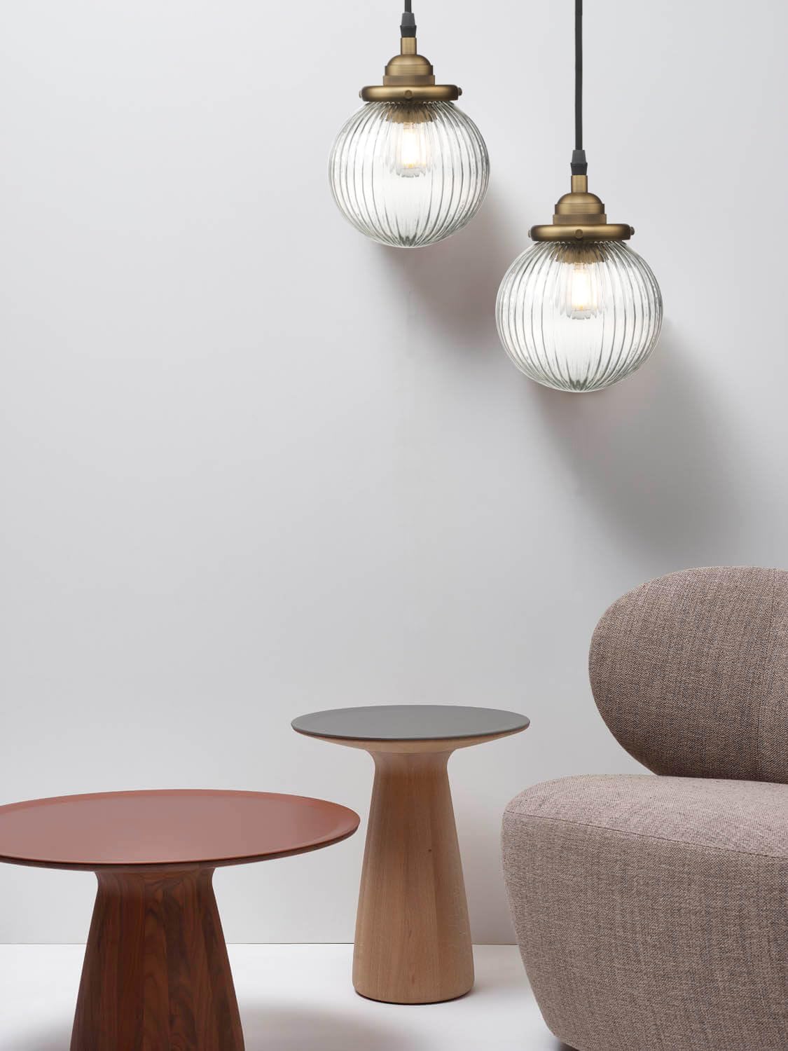 1-Light Vintage Kitchen Hanging Pendant Light Fixture, Single Hardwired Indoor Vanity Luxury Retro Textured Striped Round Glass Shade Samll Lamp for Dinning Room Living Room Island(Antique)