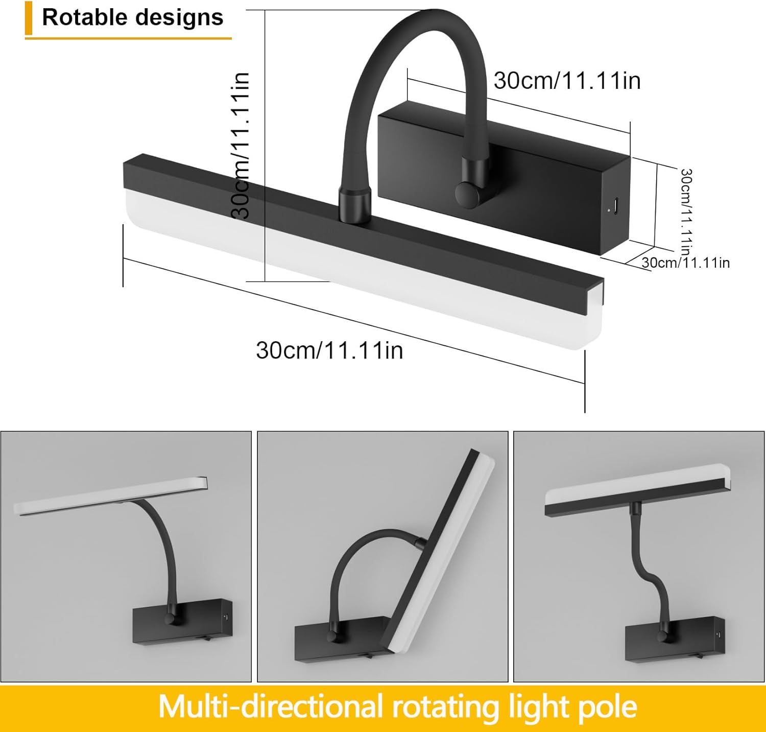 Picture Light Battery Operated LED Dimmable Painting Light with Remote, Rotatable Light Tube with 3 Lighting Modes, Dimmable Display Light with Timer for Painting Picture Frame Portrait Art