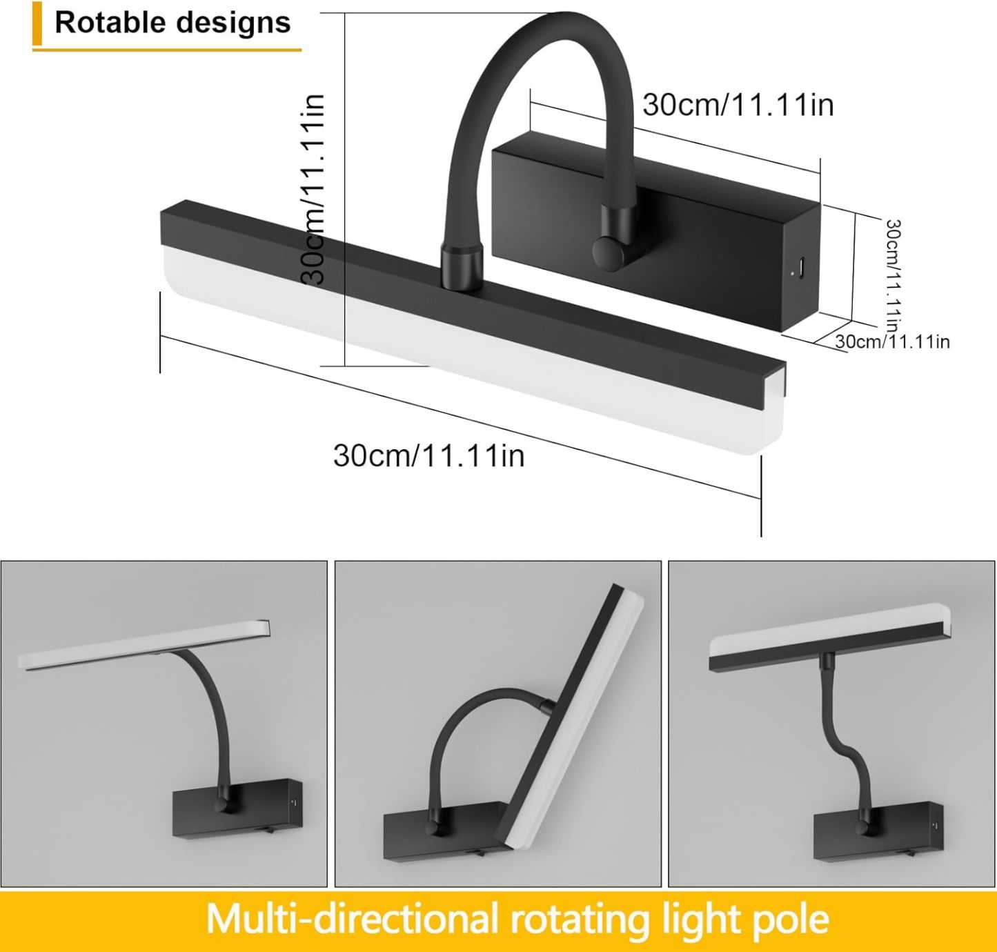 Picture Light Battery Operated LED Dimmable Painting Light with Remote, Rotatable Light Tube with 3 Lighting Modes, Dimmable Display Light with Timer for Painting Picture Frame Portrait Art