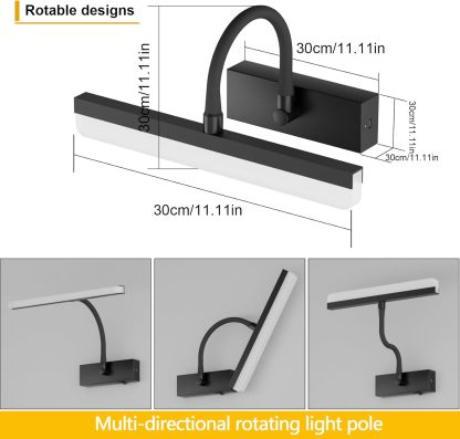 Picture Light Battery Operated LED Dimmable Painting Light with Remote, Rotatable Light Tube with 3 Lighting Modes, Dimmable Display Light with Timer for Painting Picture Frame Portrait Art