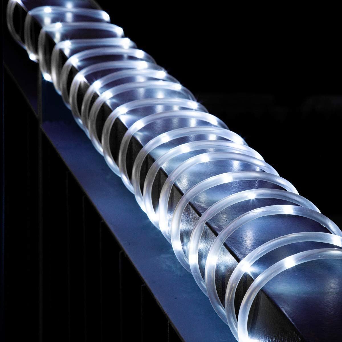 2 Pack Solar Rope Lights, Each with 100 LEDs 35.7 FT 8 Modes, Solar Rope Lights Outdoor Waterproof, Solar String Rope Lights for Outdoor Balcony Fence Patio Backyard Camping (Cool White)