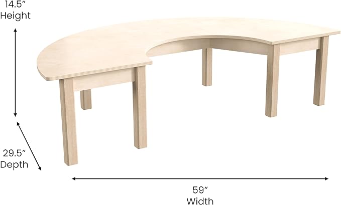 Commercial Grade Wooden Half Circle Preschool Classroom Activity Table
