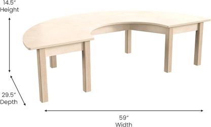 Commercial Grade Wooden Half Circle Preschool Classroom Activity Table