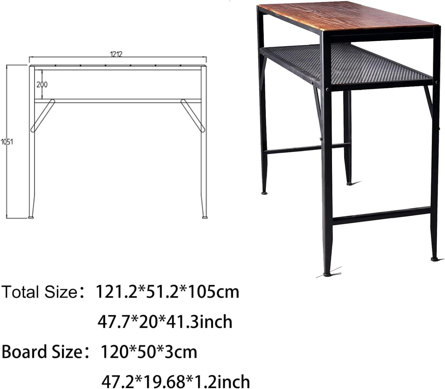 41.3inch Height Industrial Bar Table Rustic Pub Table