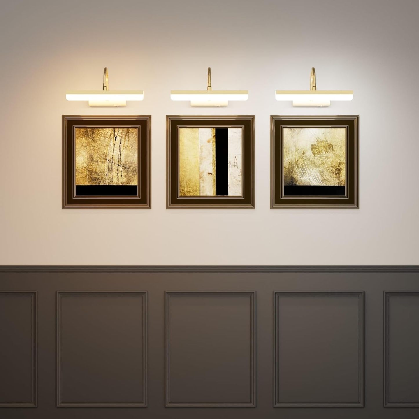 Gold Picture Light,Battery Operated LED Gold Painting Light with Remote, Rotatable Light Tube with 3 Lighting Modes, Dimmable Display Light with Timer for Painting Picture Frame Portrait Art