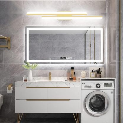 40" Modern LED Gold Vanity Lights 40W Frosted Aluminum Gold Bathroom Vanity Light Fixtures Over Long Mirror Modern Gold Bath Lighting 6000K White Light