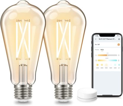 Smart Edison Bulbs, 2700K-6500K Tunable WiFi Edison Bulbs with Remote Control 2-Pack