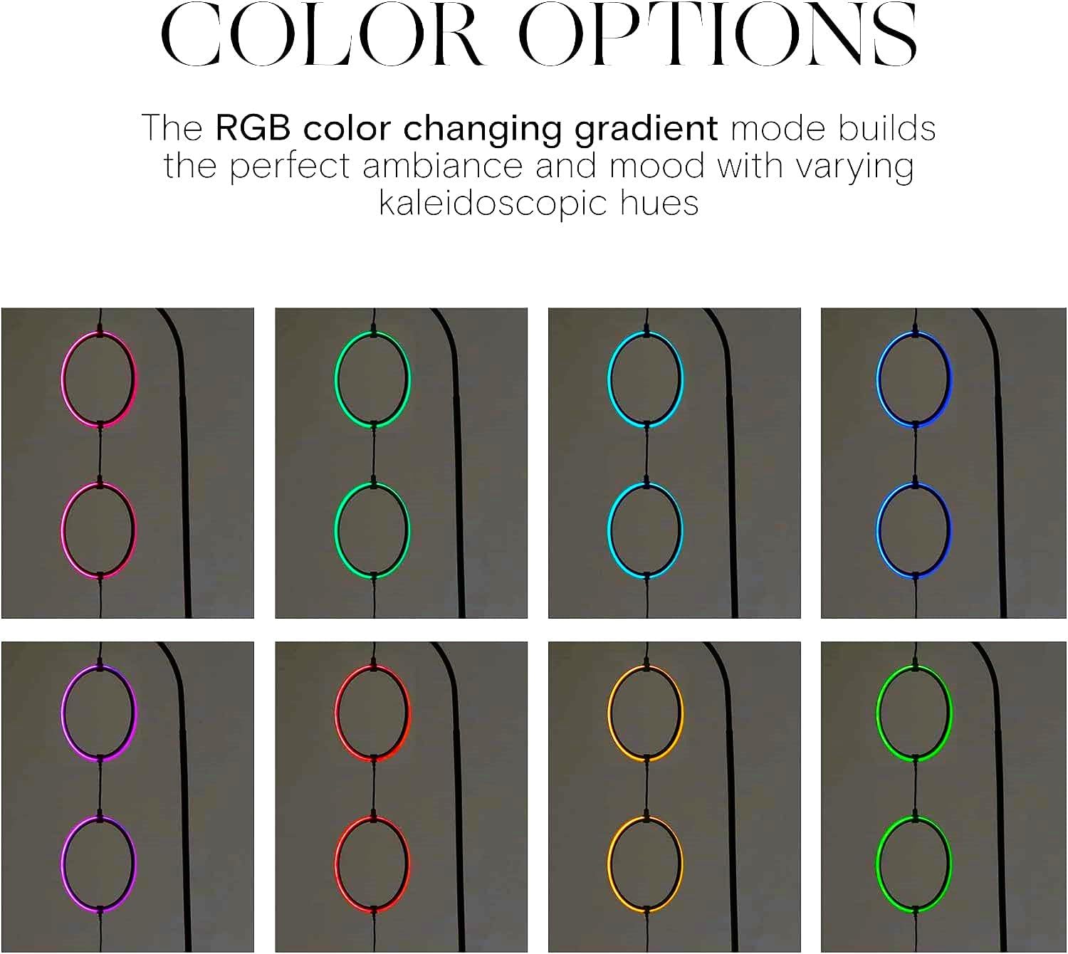 LED Lamp with Stunning RGB Color Gradient and Contemporary 3-Circle Ring-Style Pendant