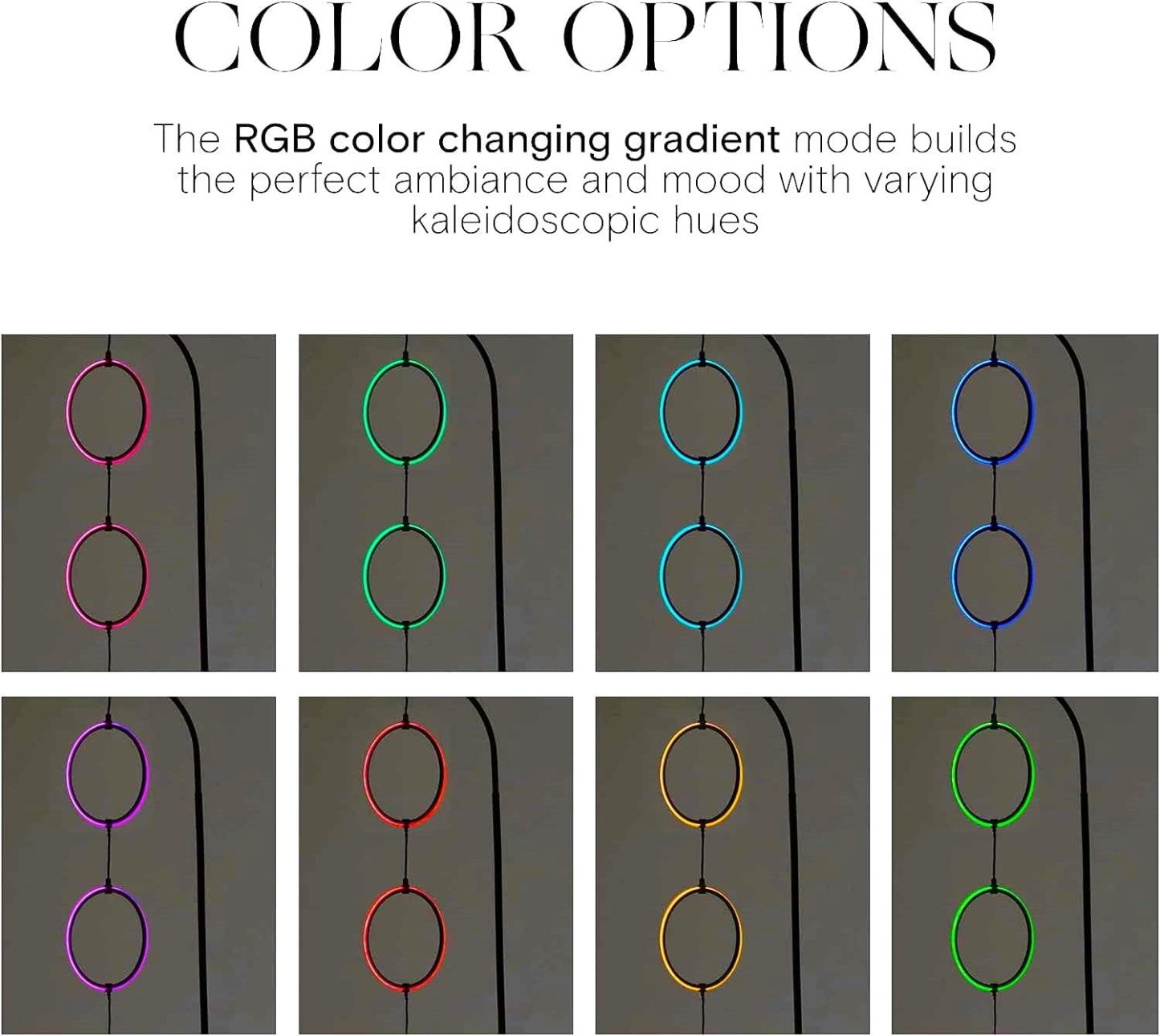 LED Lamp with Stunning RGB Color Gradient and Contemporary 3-Circle Ring-Style Pendant