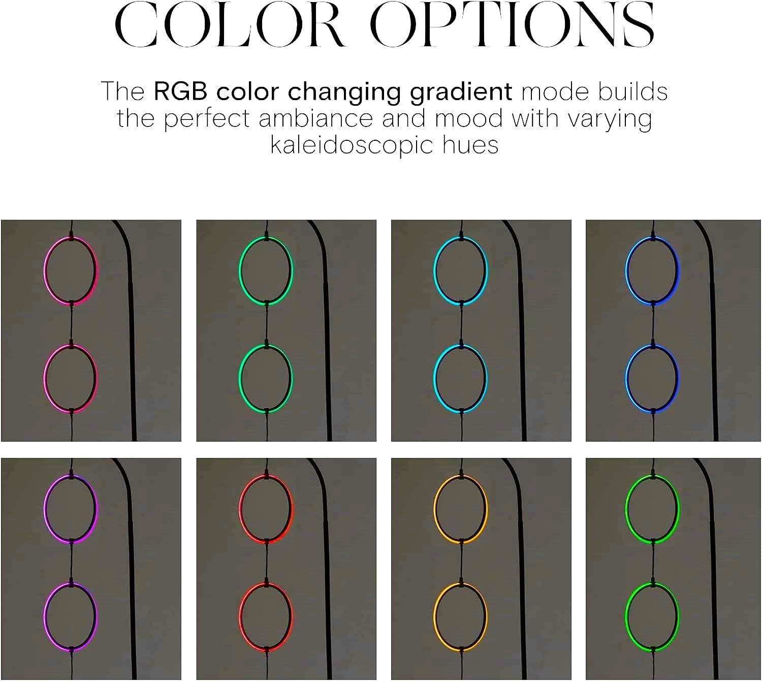LED Lamp with Stunning RGB Color Gradient and Contemporary 3-Circle Ring-Style Pendant