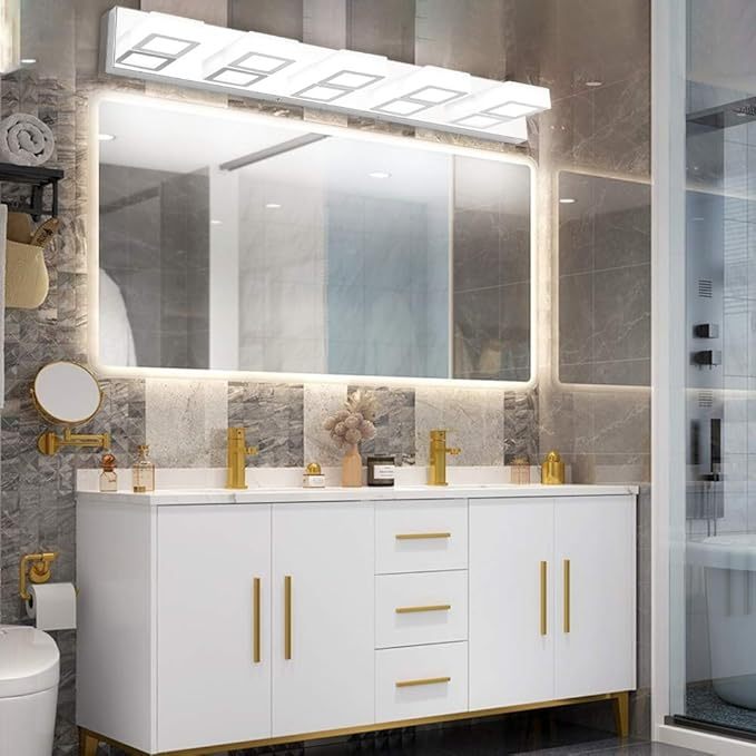 LED Bathroom Vanity Lighting Fixtures 5 Lights Acrylic Rotable 360° Modern Bathroom Vanity Light Over Mirror