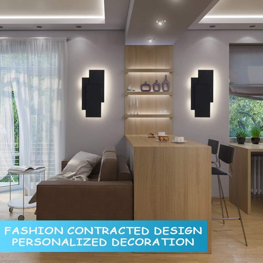 15.75”/36W LED Modern Wall Sconce Indoor Matte Black Wall Mount Light for Living Room Bedroom Staircase Hallway Natural White 4000K