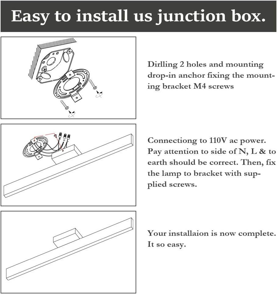 15.7 inch Modern LED Black Vanity Light 12W Frosted Aluminum for Bathroom Vanity Lighting Fixtures Cool White 6000K