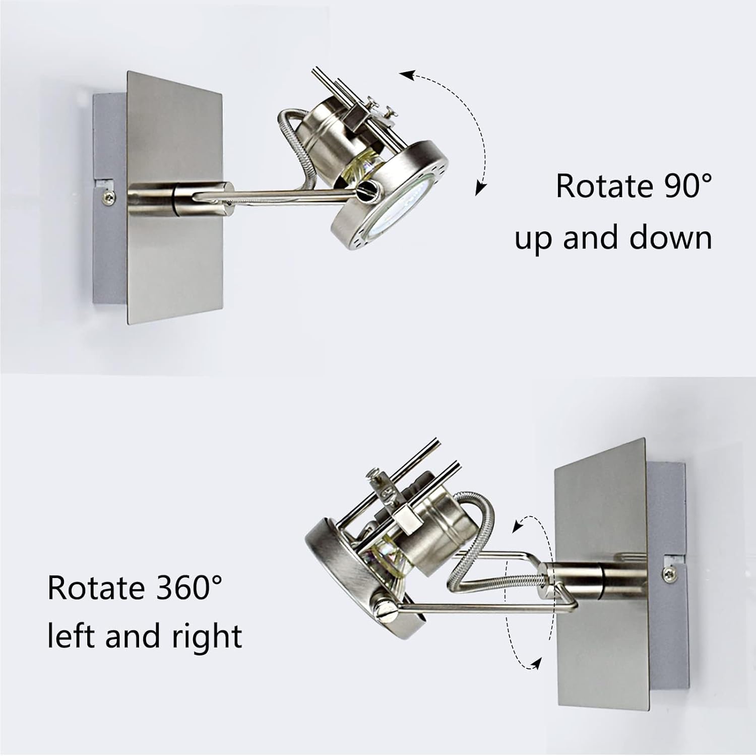 Led Ceiling Spotlight, Adjustable Wall Mount Lamp, Plug-in Track Light Kit Lighting for Bedside, Headboard Picture