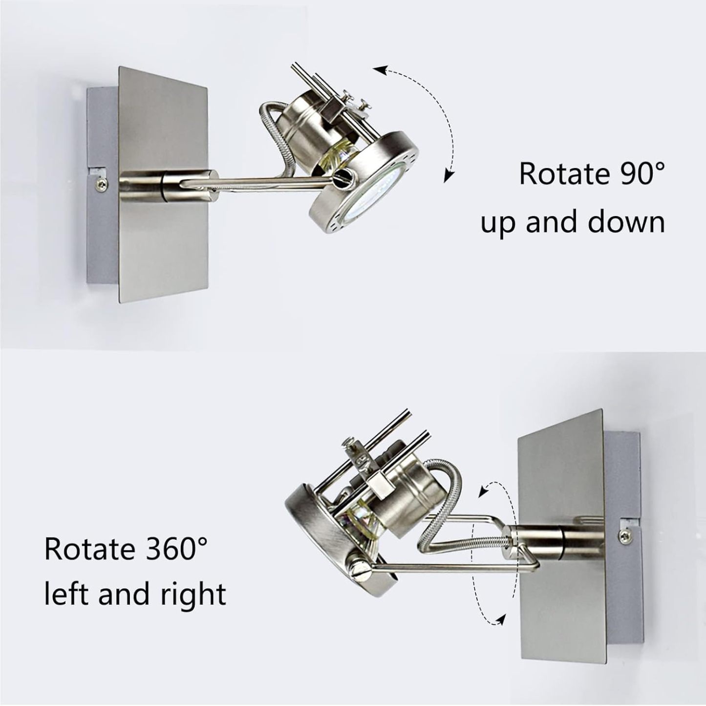 Led Ceiling Spotlight, Adjustable Wall Mount Lamp, Plug-in Track Light Kit Lighting for Bedside, Headboard Picture