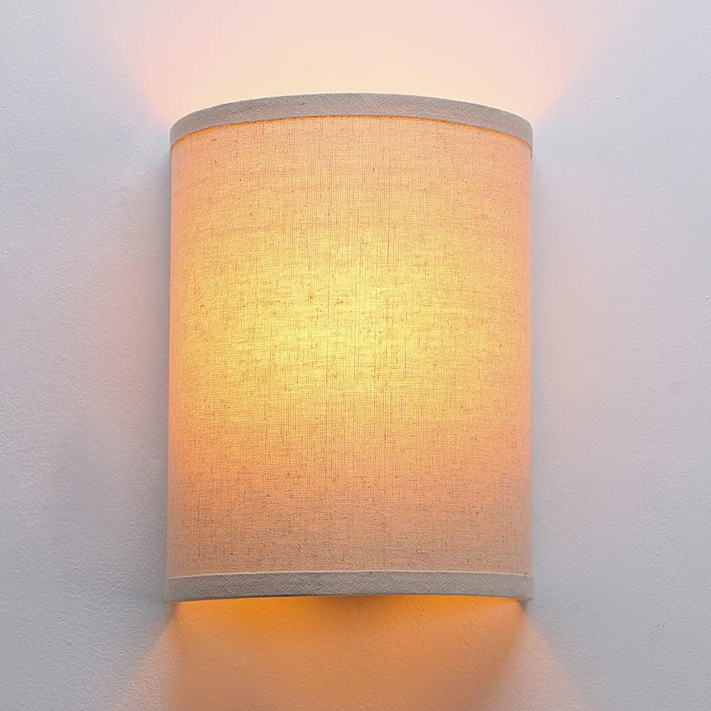 Linen Boho Vintage Wall Sconce Stairwell Fixture Light, 1-Light Vanity Indoor Hardwired Wall Mount Retro Industrial Interior Sconce