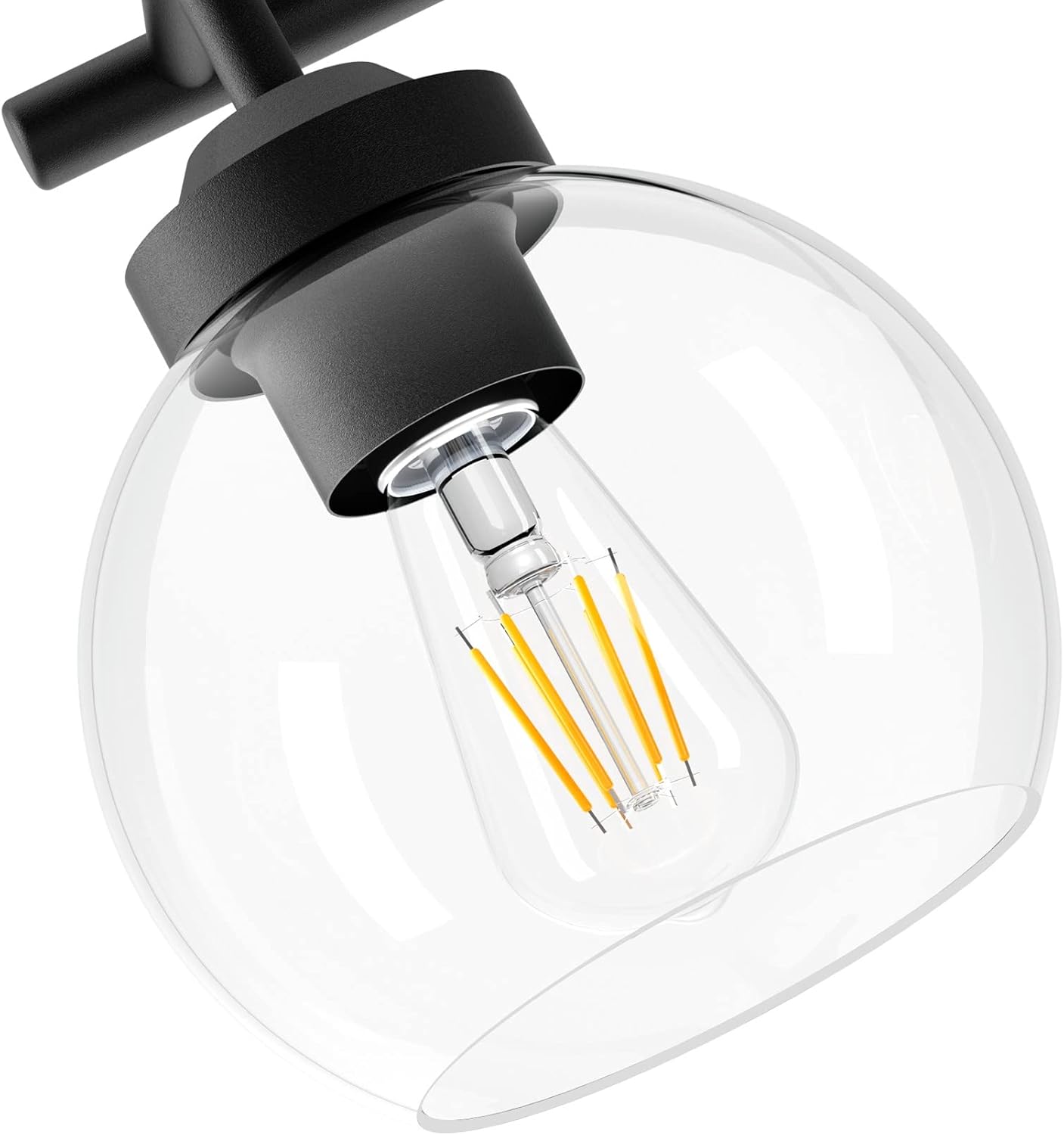 Matte Black Vanity Lights 3-Light, Clear Glass Vintage Bathroom Vanity Lights Metal Black Bathroom Vanity Light Fixture