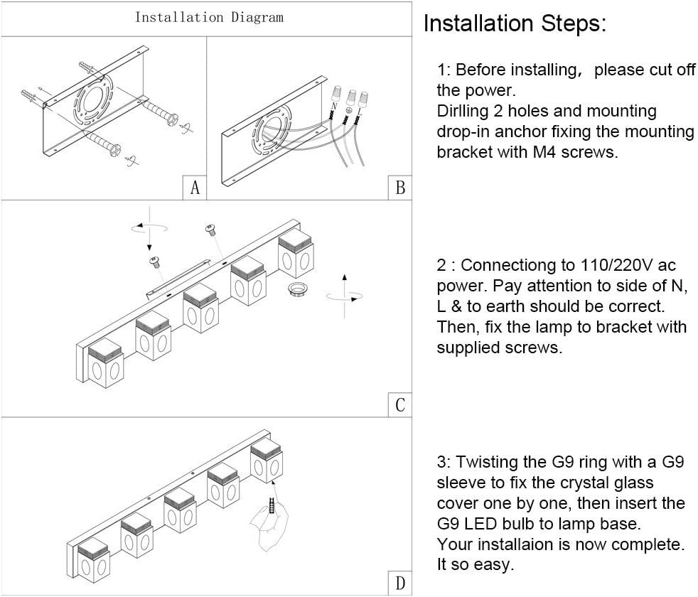 LED Modern Bathroom Vanity Lights 5 Lights Crystal Glass Stainless Steel Bathroom Vanity Lights Fixtures Over Mirror LED Modern Crystal Glass Vanity Lights