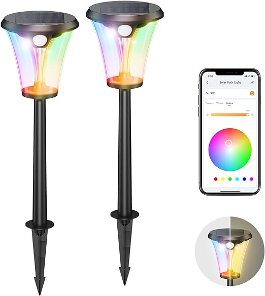 Smart Solar Pathway Lights, Christmas Decorations Color Changing LED Solar Outdoor Lights