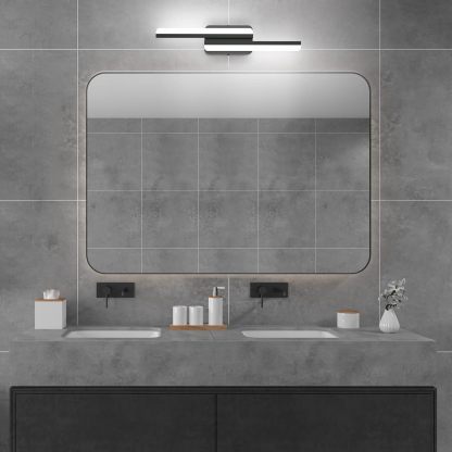 Modern LED Black Vanity Light 24inch 24W Frosted Aluminum LED Matte Black Vanity Light for Bathroom Lighting Fixtures White Light 6000K