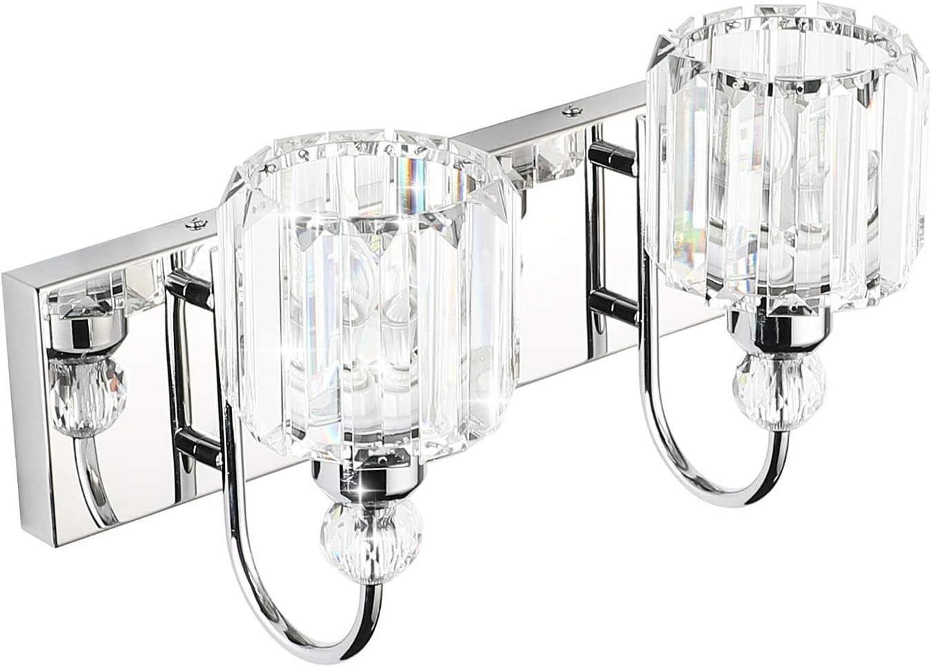 Modern Bathroom Vanity Light 2-Lights Modern Crystal Wall Light Fixtures Modern Crystal Vanity Lighting for Bathroom