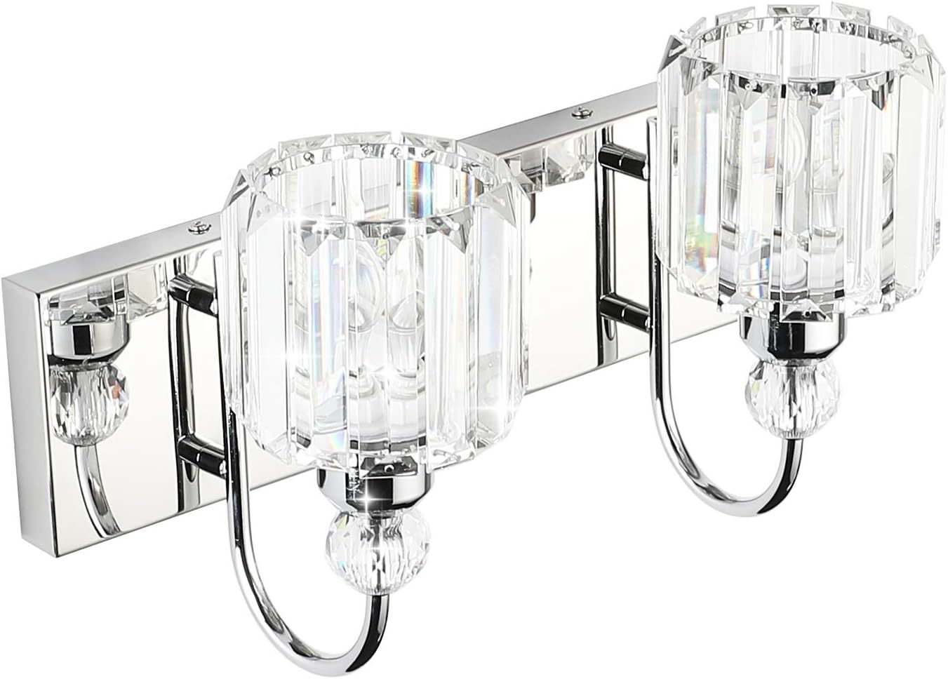 Modern Bathroom Vanity Light 2-Lights Modern Crystal Wall Light Fixtures Modern Crystal Vanity Lighting for Bathroom
