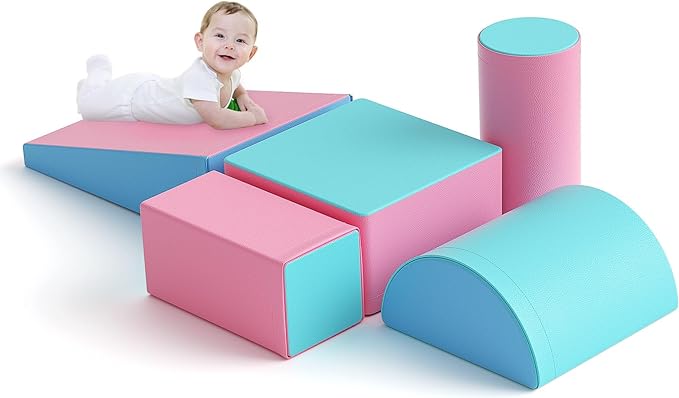 Climb and Crawl Activity Play Set, Soft Foam Climber 5-Piece Sets Crawl and Climb Foam