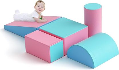 Climb and Crawl Activity Play Set, Soft Foam Climber 5-Piece Sets Crawl and Climb Foam