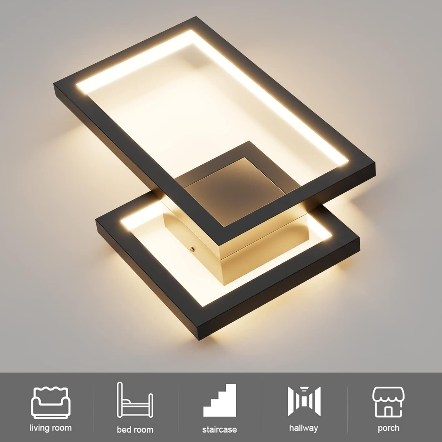 2-Pack Modern Indoor Wall Sconce 20W Aluminum Up and Down LED Modern Black Wall Sconce for Indoor Living Room Bedroom Hallway (Warm White Light, 3000K)