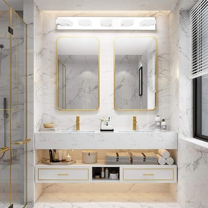 LED Bathroom Vanity Lighting Fixtures 5 Lights Acrylic Rotable 360° Modern Bathroom Vanity Light Over Mirror