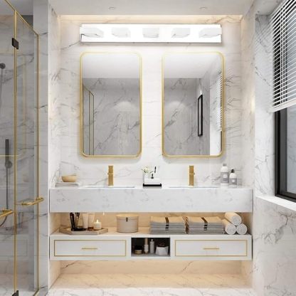 LED Bathroom Vanity Lighting Fixtures 5 Lights Acrylic Rotable 360° Modern Bathroom Vanity Light Over Mirror