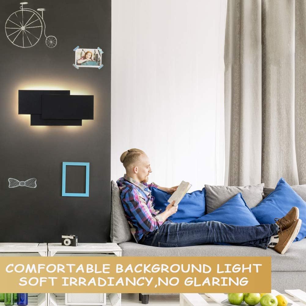 15.75”/36W LED Modern Wall Sconce Indoor Matte Black Wall Mount Light for Living Room Bedroom Staircase Hallway Warm White 3000K