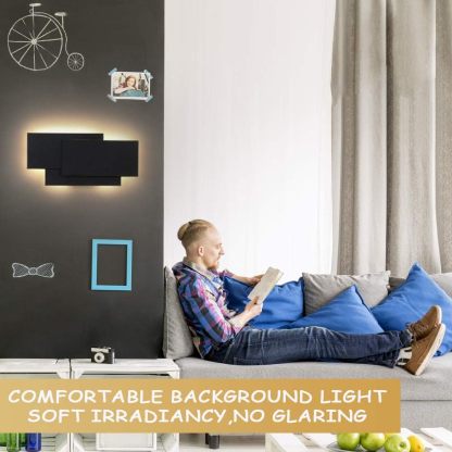 15.75”/36W LED Modern Wall Sconce Indoor Matte Black Wall Mount Light for Living Room Bedroom Staircase Hallway Warm White 3000K