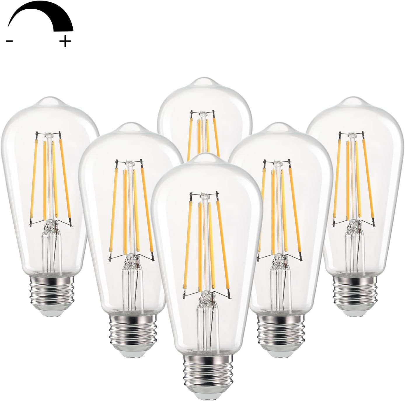 Edison Light Bulbs Dimmable, 60W Equivalent E26 Vintage Edison LED Light Bulbs 6 Packs
