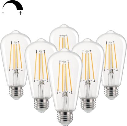 Edison Light Bulbs Dimmable, 60W Equivalent E26 Vintage Edison LED Light Bulbs 6 Packs
