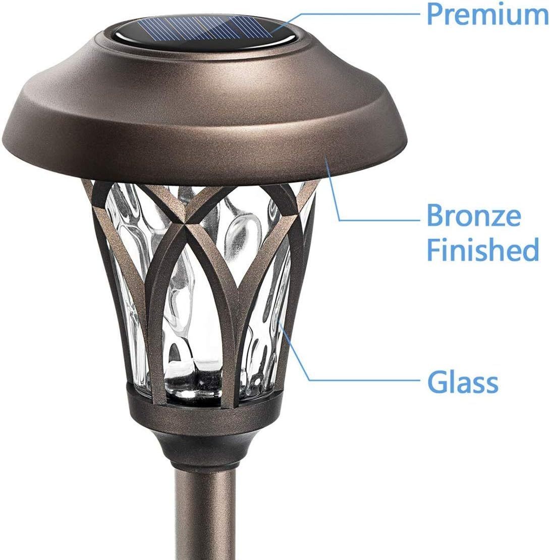 Solar Lights Outdoor 6 Pack, Brown Solar Landscape Lights Warm White, Super Bright High Lumen Waterproof Metal Automatic Solar Lights for Yard, Pathway, Garden, Walkway