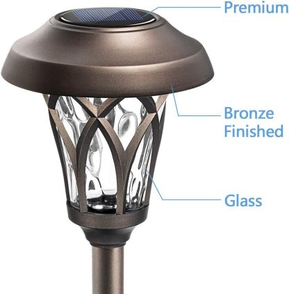 Solar Lights Outdoor 6 Pack, Brown Solar Landscape Lights Warm White, Super Bright High Lumen Waterproof Metal Automatic Solar Lights for Yard, Pathway, Garden, Walkway