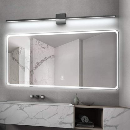 48inch Modern LED Black Vanity Light 46W Frosted Aluminum for Bathroom Vanity Lighting Fixtures Cool White 6000K