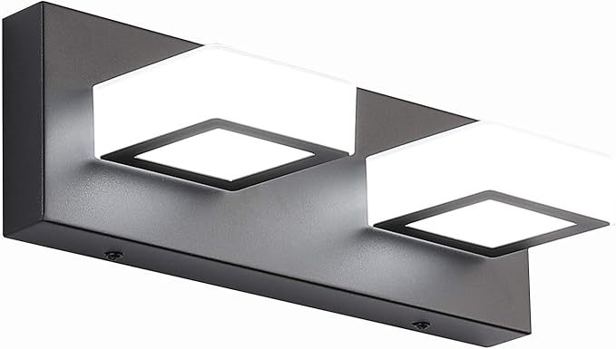 2 Lights Black Modern Bathroom Vanity Light Acrylic LED Modern Black Bathroom Wall Lighting Fixtures