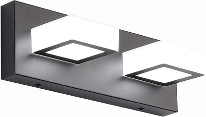 2 Lights Black Modern Bathroom Vanity Light Acrylic LED Modern Black Bathroom Wall Lighting Fixtures