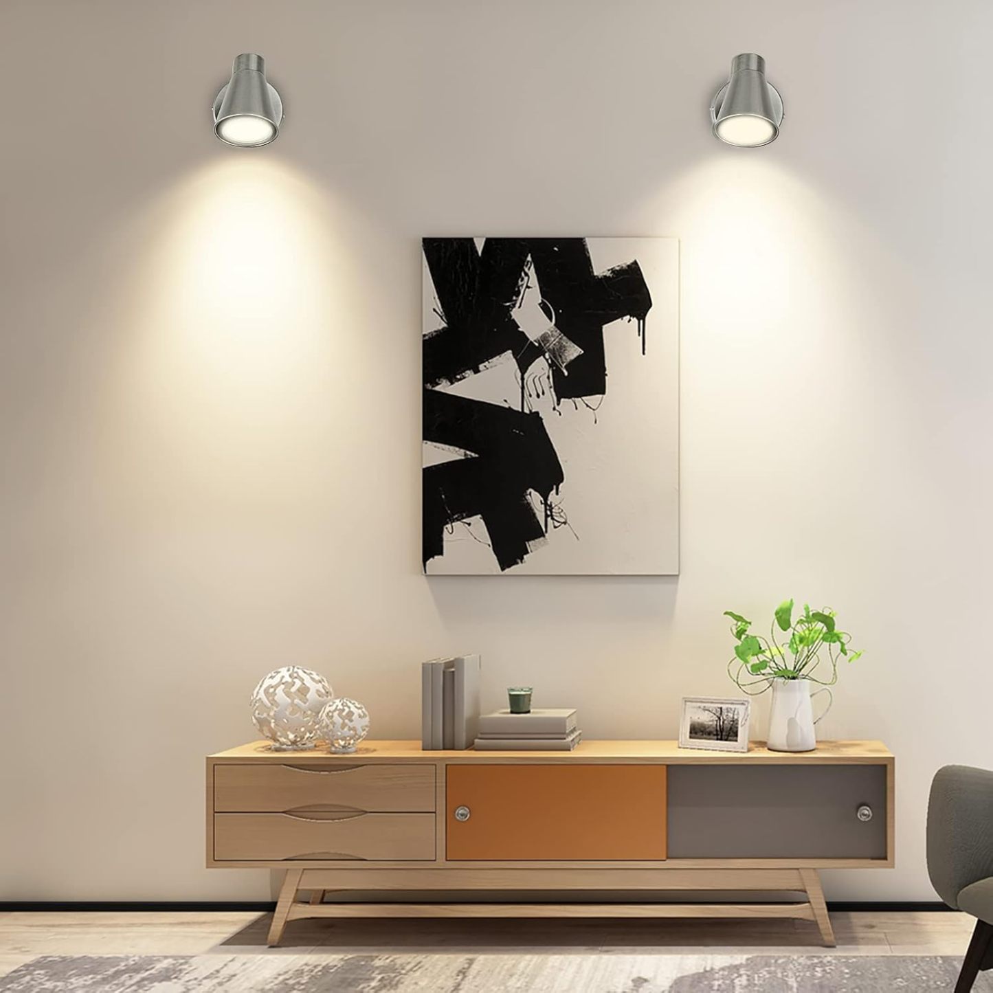 Track Lights Plug-in, Small Directional Wall Spotlight, Flush Mount Hallway Ceiling Light Fixture