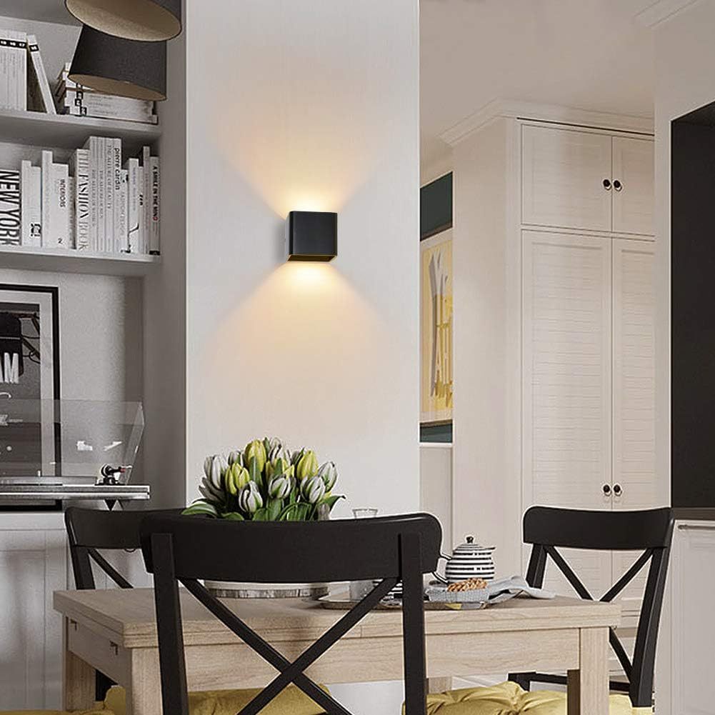 Black Modern LED Wall Sconce Lighting Fixtures Aluminum 10W Warm White 3000k Up and Down Indoor Lighting for Living Room Bedroom Hallway Not Dimmable