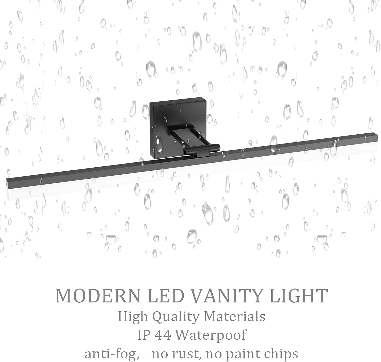 40" Modern LED Matte Black Bathroom Vanity Light 24W Adjustable Black Vanity Lighting Modern LED Bathroom Vanity Light Fixtures Over Mirror (6000K Cool White Light)
