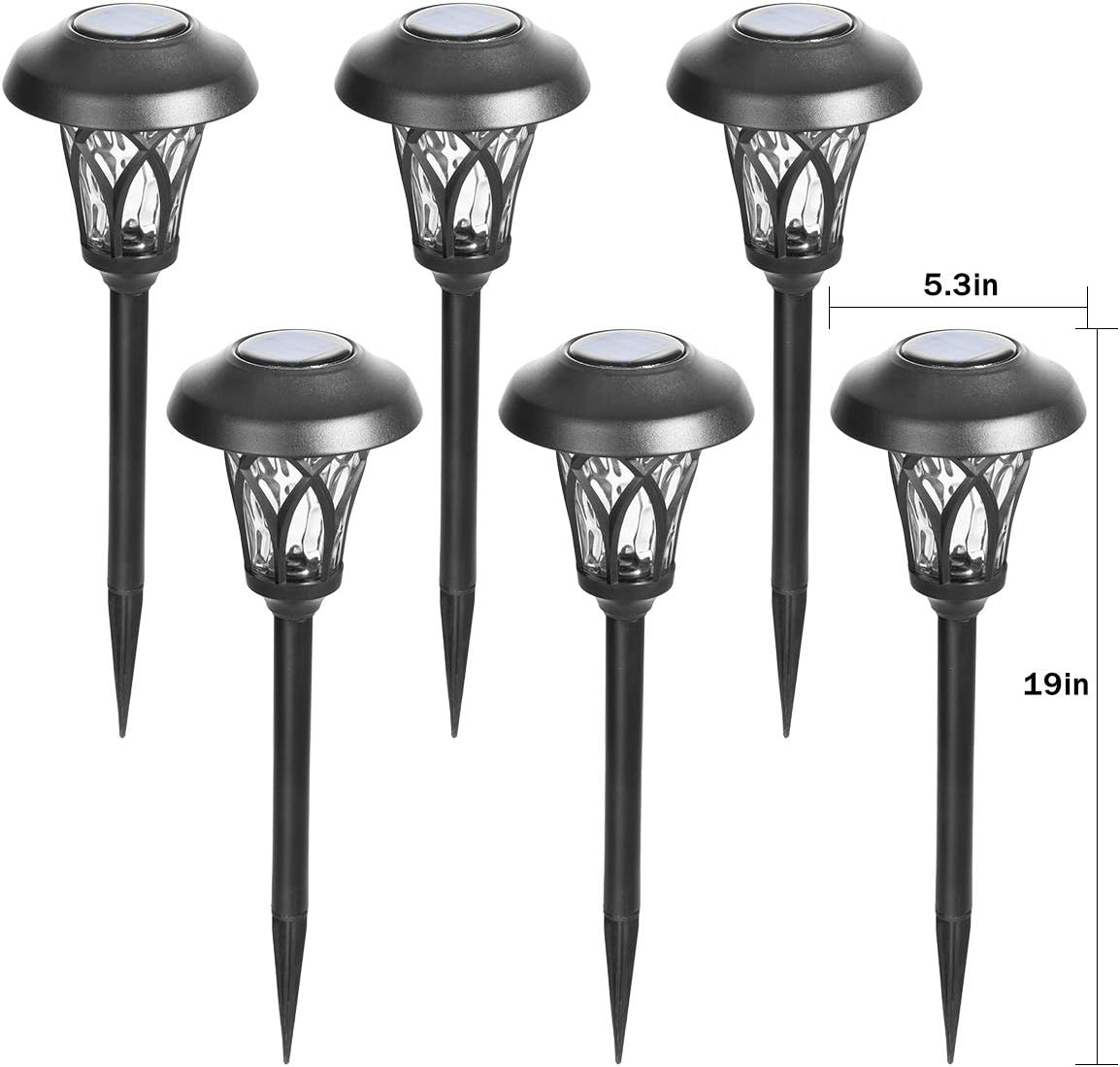 Solar Lights Outdoor 6 Pack, Solar Landscape Lights Warm White, Black Super Bright High Lumen Waterproof Metal Automatic Solar Lights for Yard, Pathway, Garden, Walkway