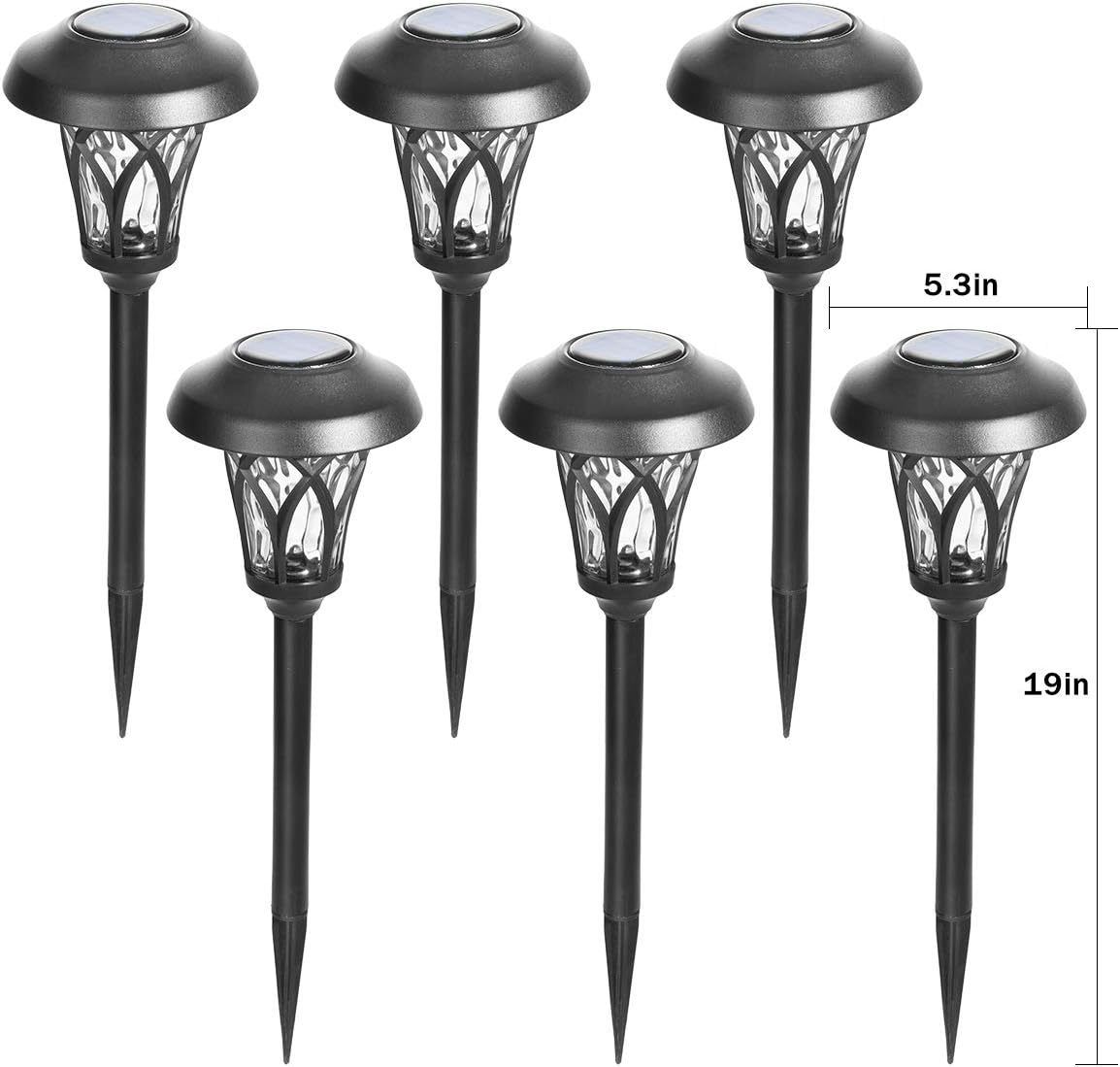 Solar Lights Outdoor 6 Pack, Solar Landscape Lights Warm White, Black Super Bright High Lumen Waterproof Metal Automatic Solar Lights for Yard, Pathway, Garden, Walkway